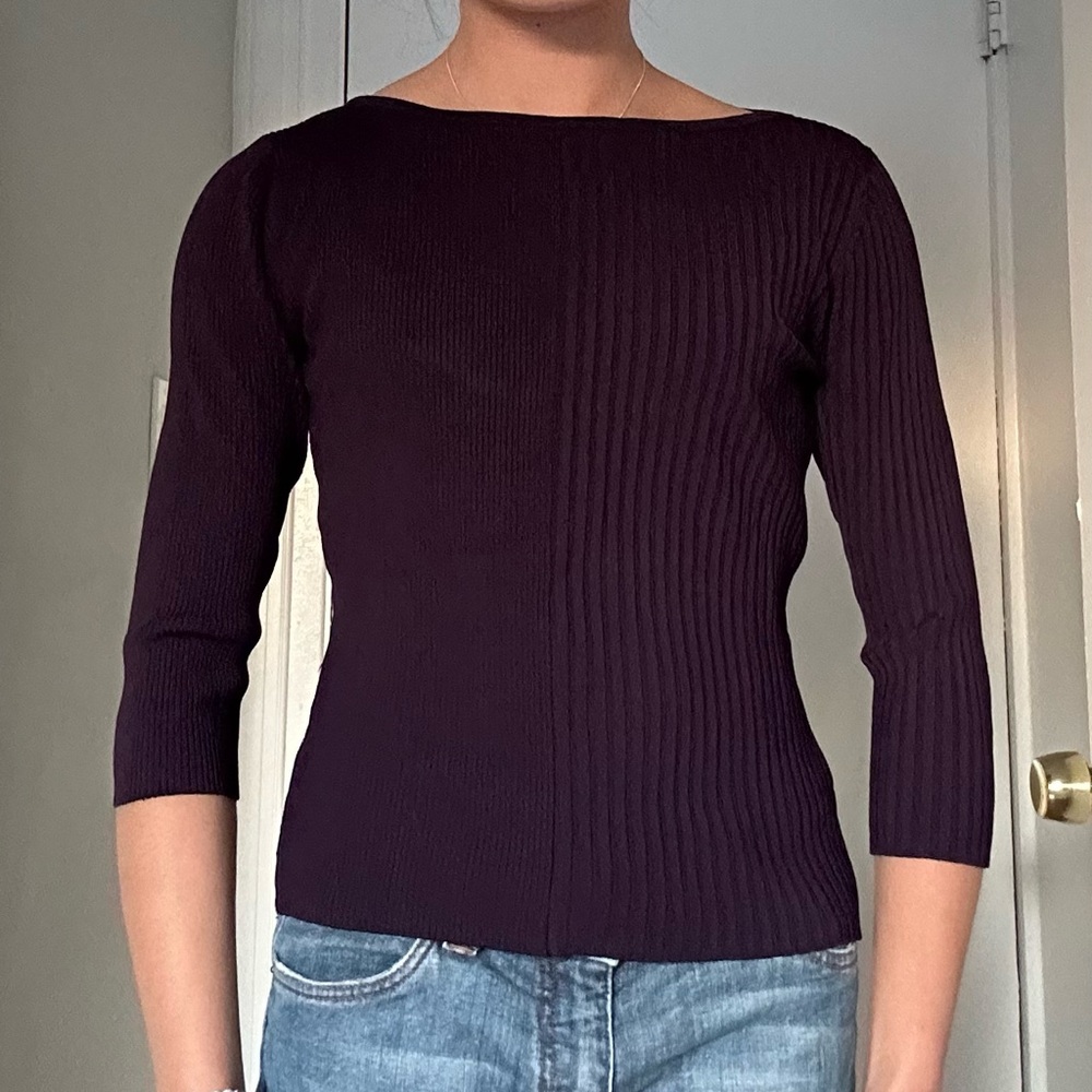 Purple Ribbed Knit Top